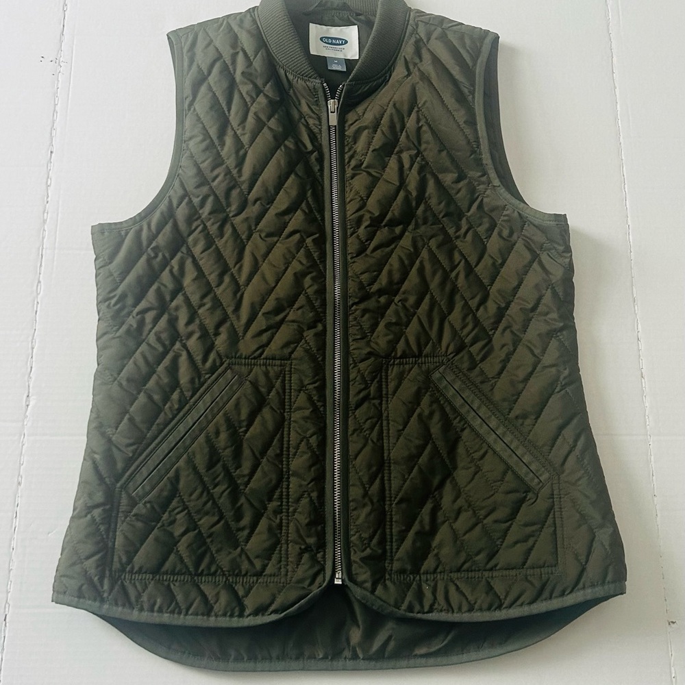 Old Navy Dark Green Quilted Vest, Size M